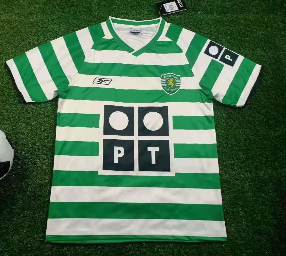 03-04 Retro Version Sporting Clube de Portugal Home Green& White Thailand Soccer Jersey AAA-503