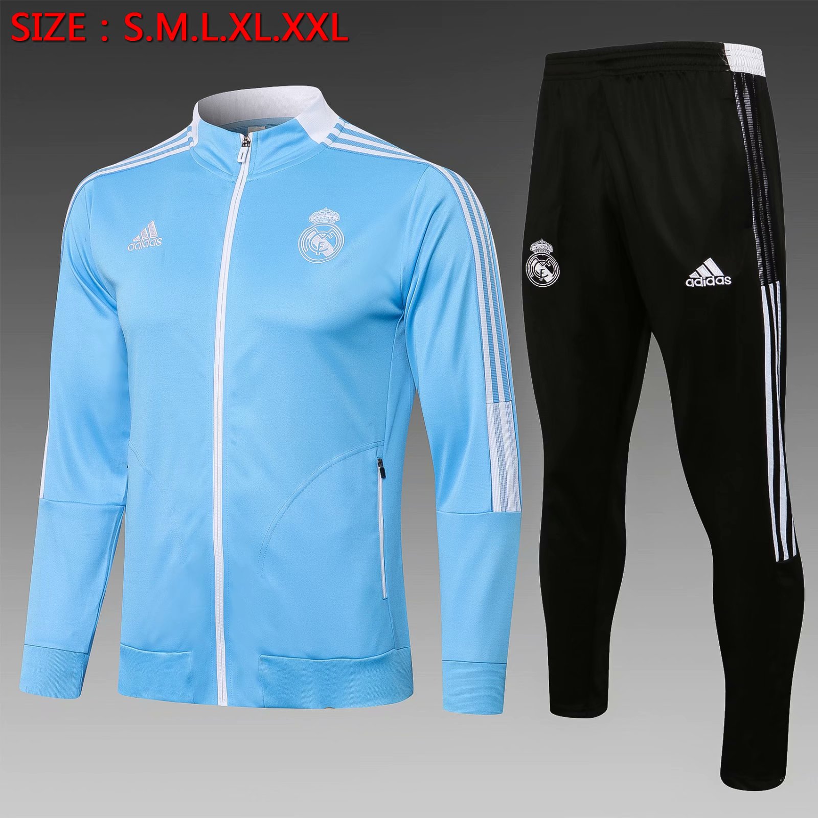 2021-22 Real Madrid Blue Thailand Jacket Uniform-815