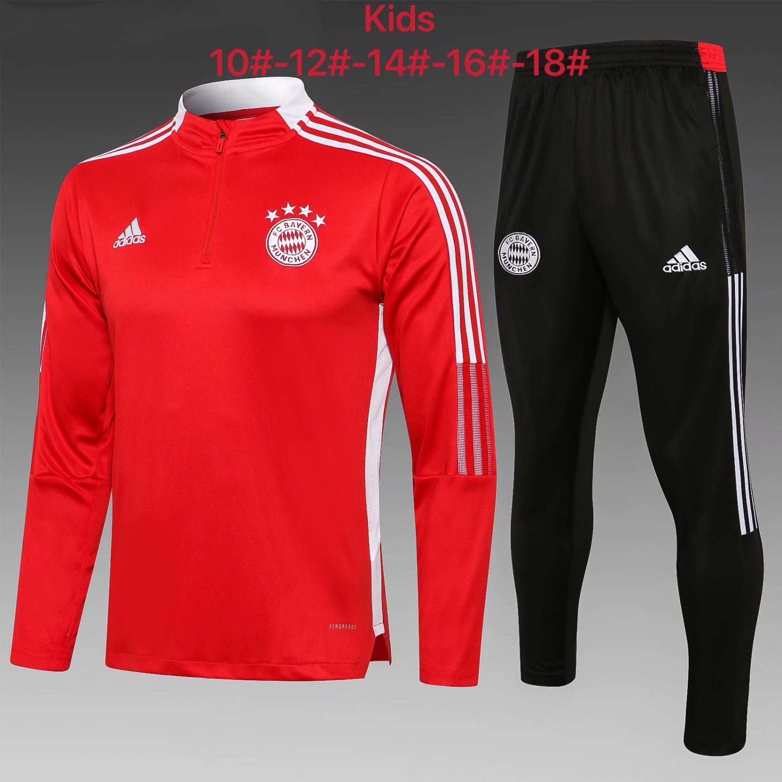 2021-22 Bayern München Red Kids/Youth Soccer Tracksuit Uniform-816