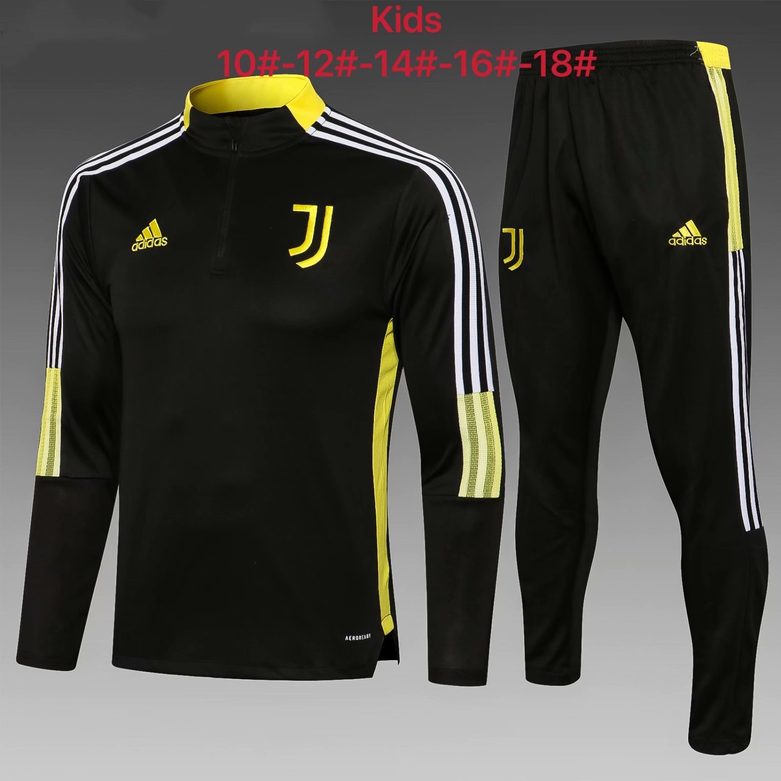 2021-22 Juventus Black With White edge Kids/Youth Tracksuit Uniform-815