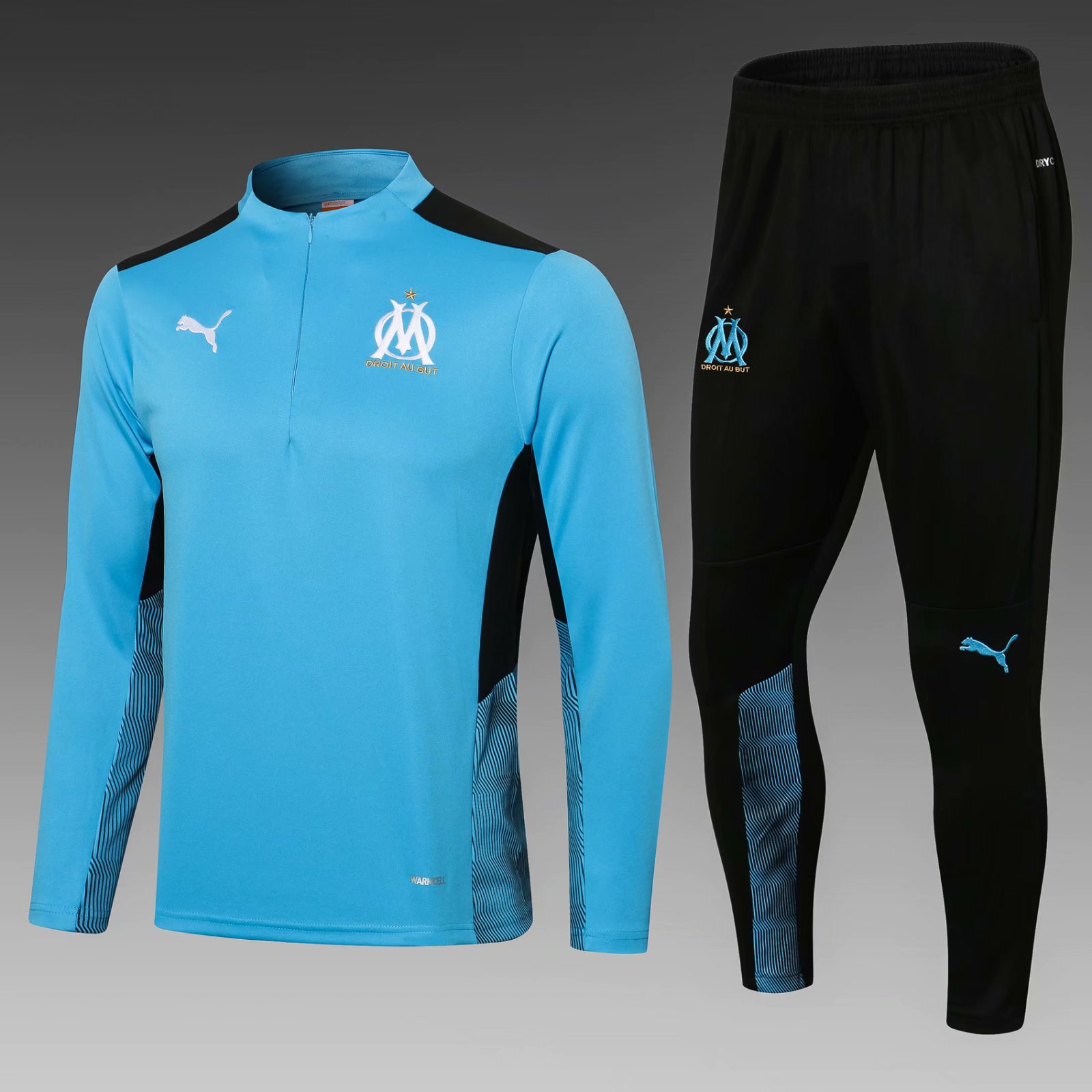 2021/22 Olympique de Marseille Blue Thailand Soccer Tracksuit Uniform-411