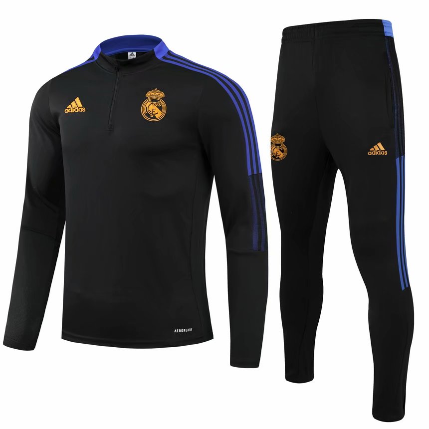 2021-22 Real Madrid Black Kids/Youth Soccer Tracksuit Uniform-GDP