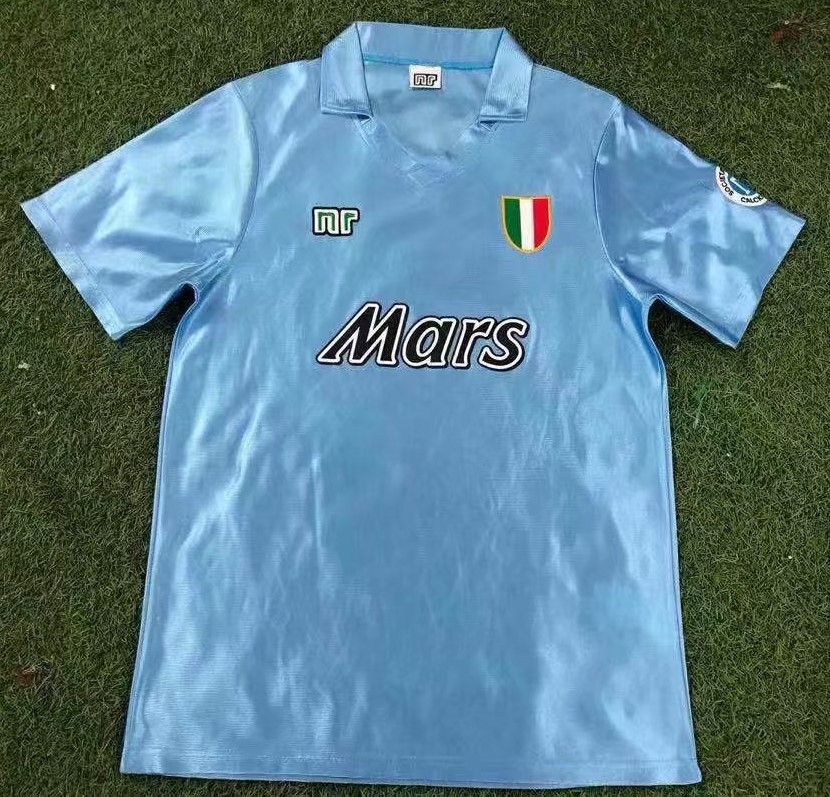 90-91 Retro version Napoli Home Blue Thailand Soccer Jersey AAA-506