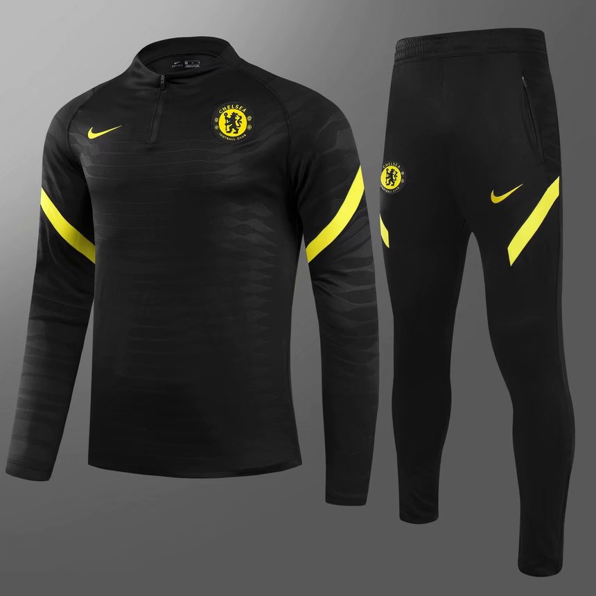 2020-2021 Chelsea Black Thailand Soccer Tracksuit Uniform-GDP