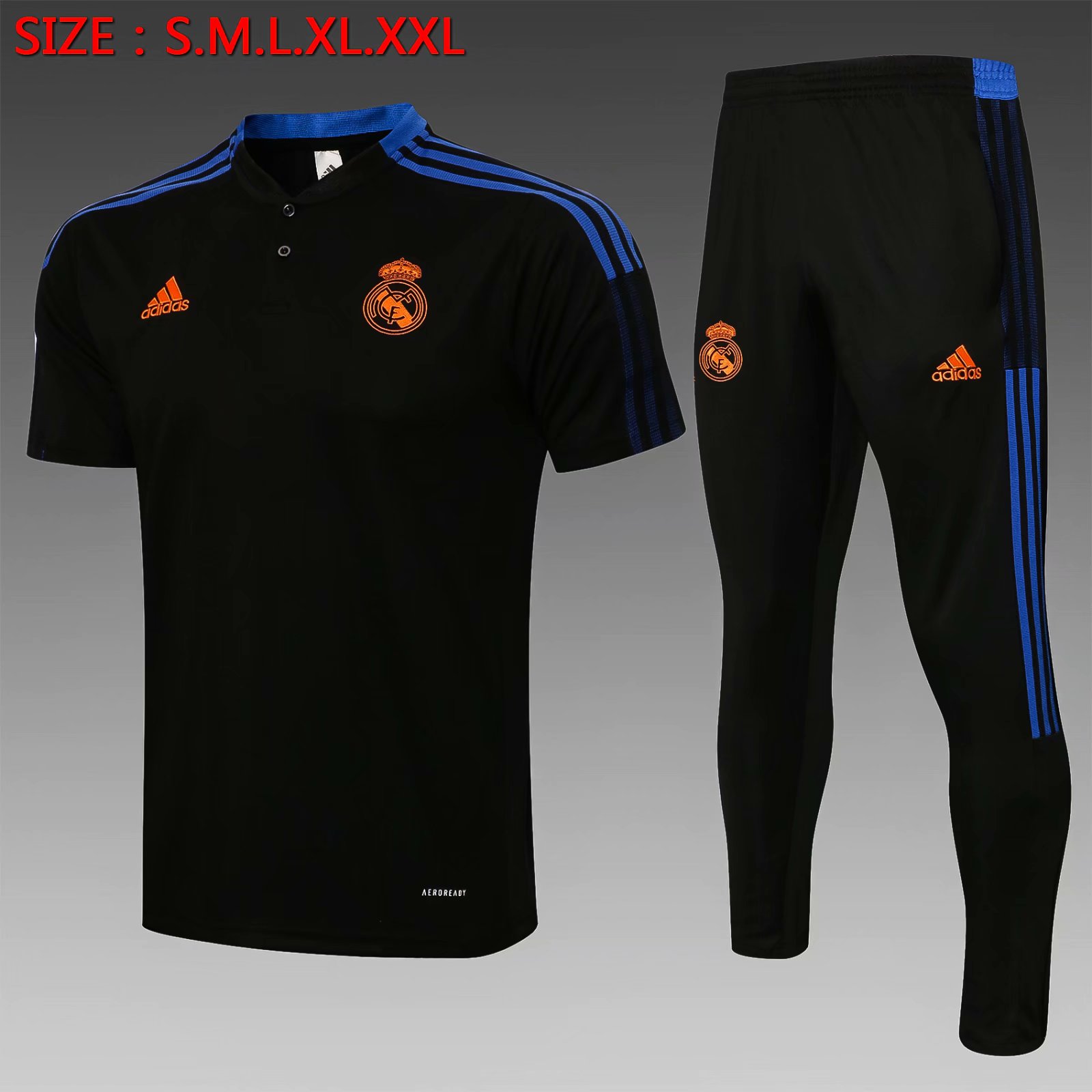 2021/2022 Real Madrid Black Thailand Soccer Polo Uniform-815