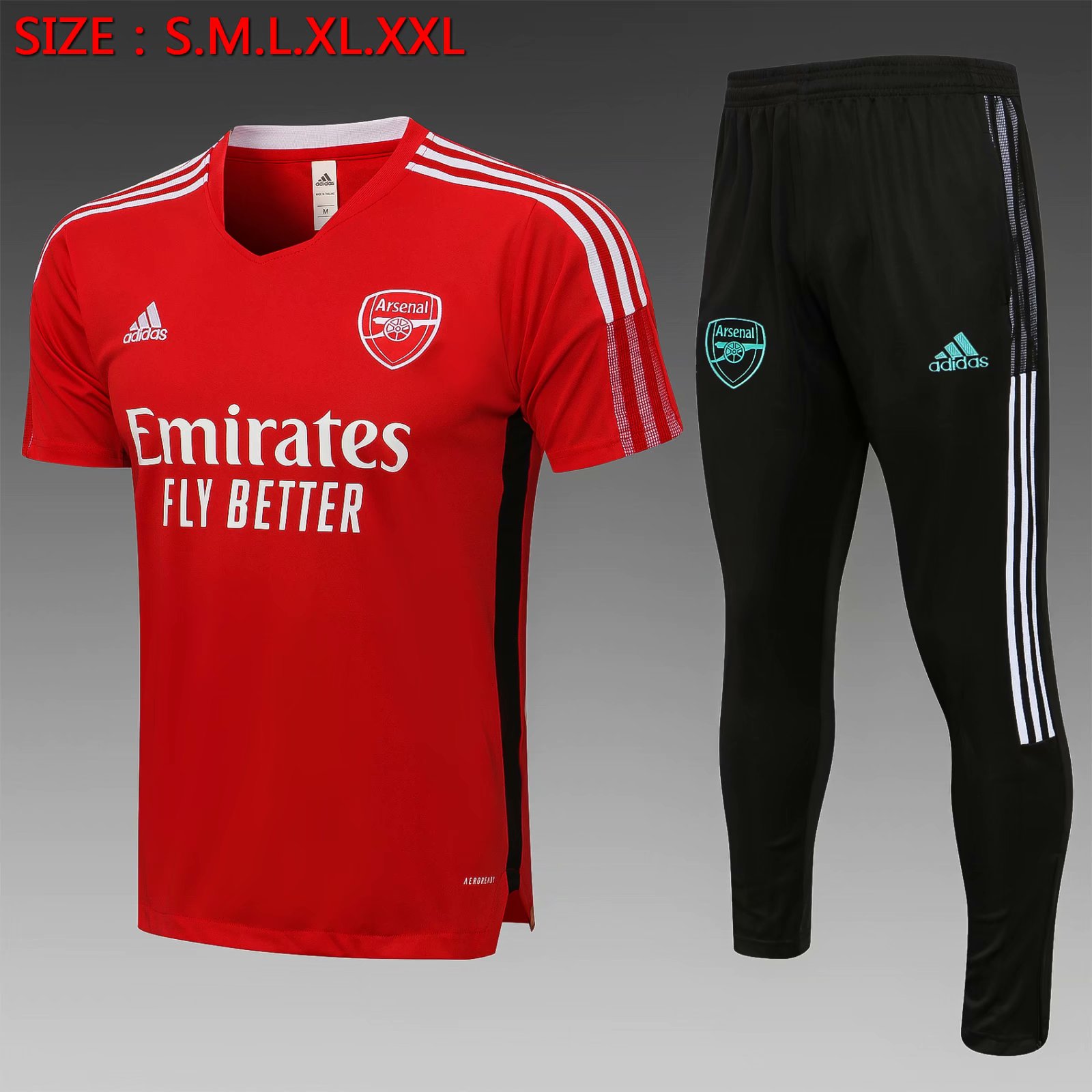 With Adv 2021-22 Arsenal Red Shorts-Sleeve Thailand Tracksuit Uniform-815