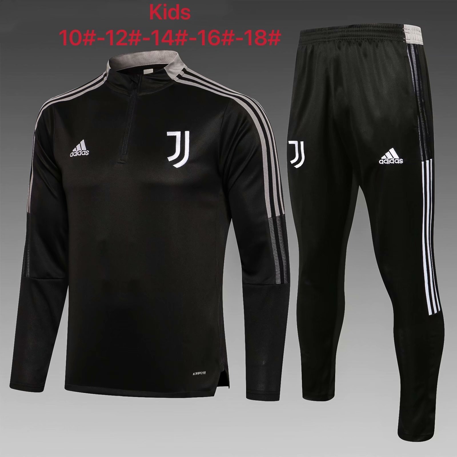 2021-22 Juventus Black Kids/Youth Tracksuit Uniform-815