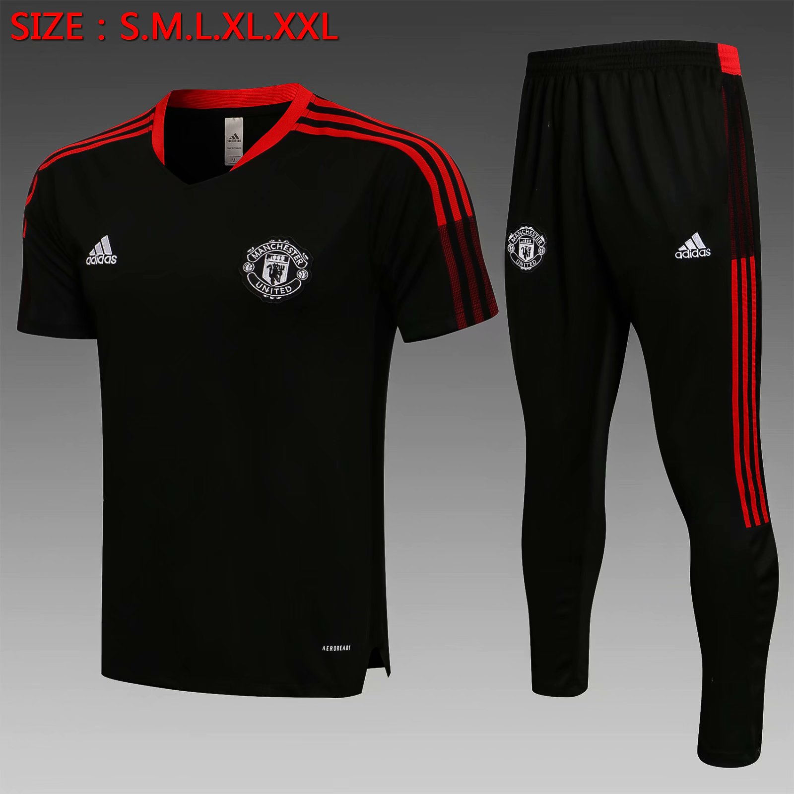 2021-22 Manchester United Black Shorts-Sleeve Thailand Tracksuit Uniform-815