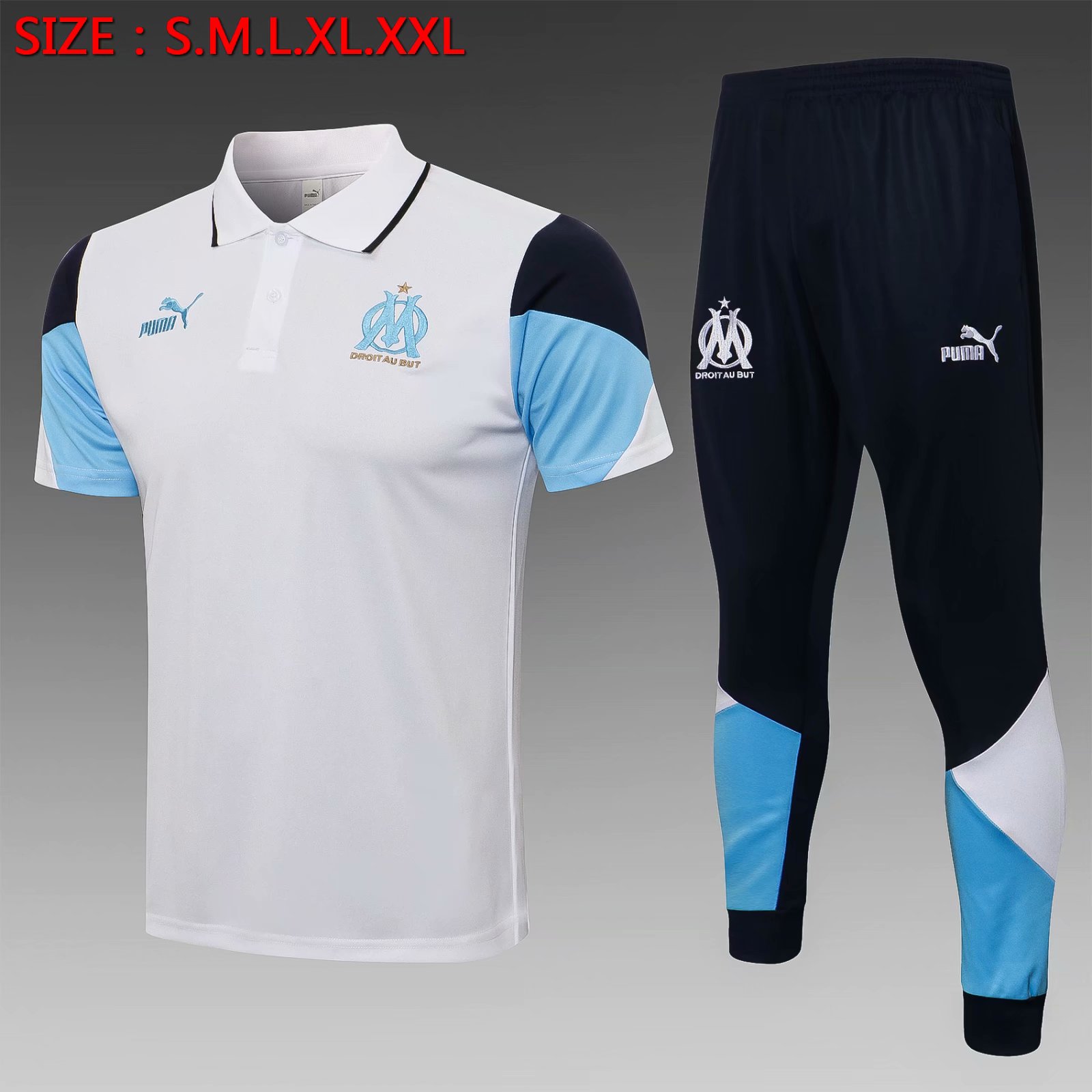 2021/22 Olympique de Marseille White Thailand Polo Uniform-815