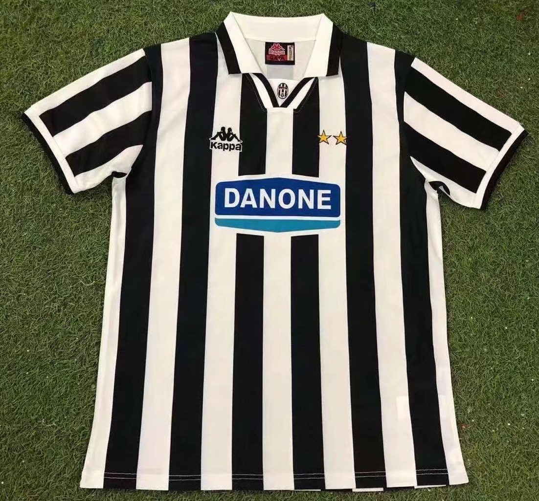 94-95 Retro Version Juventus Home Black & White Thailand LS Soccer Jersey AAA-503