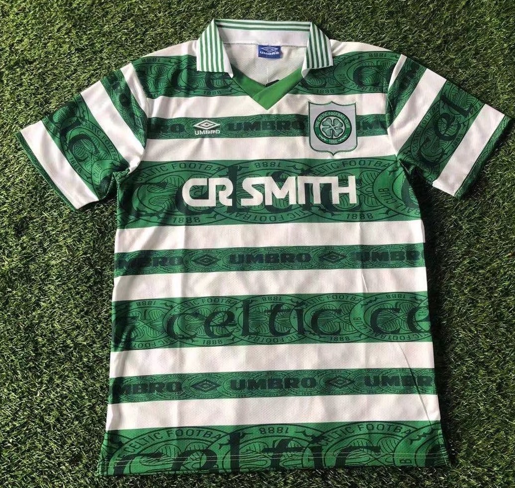 95-97 Retro Verison Celtic Home White & Green Thailand Soccer Jersey AAA-506