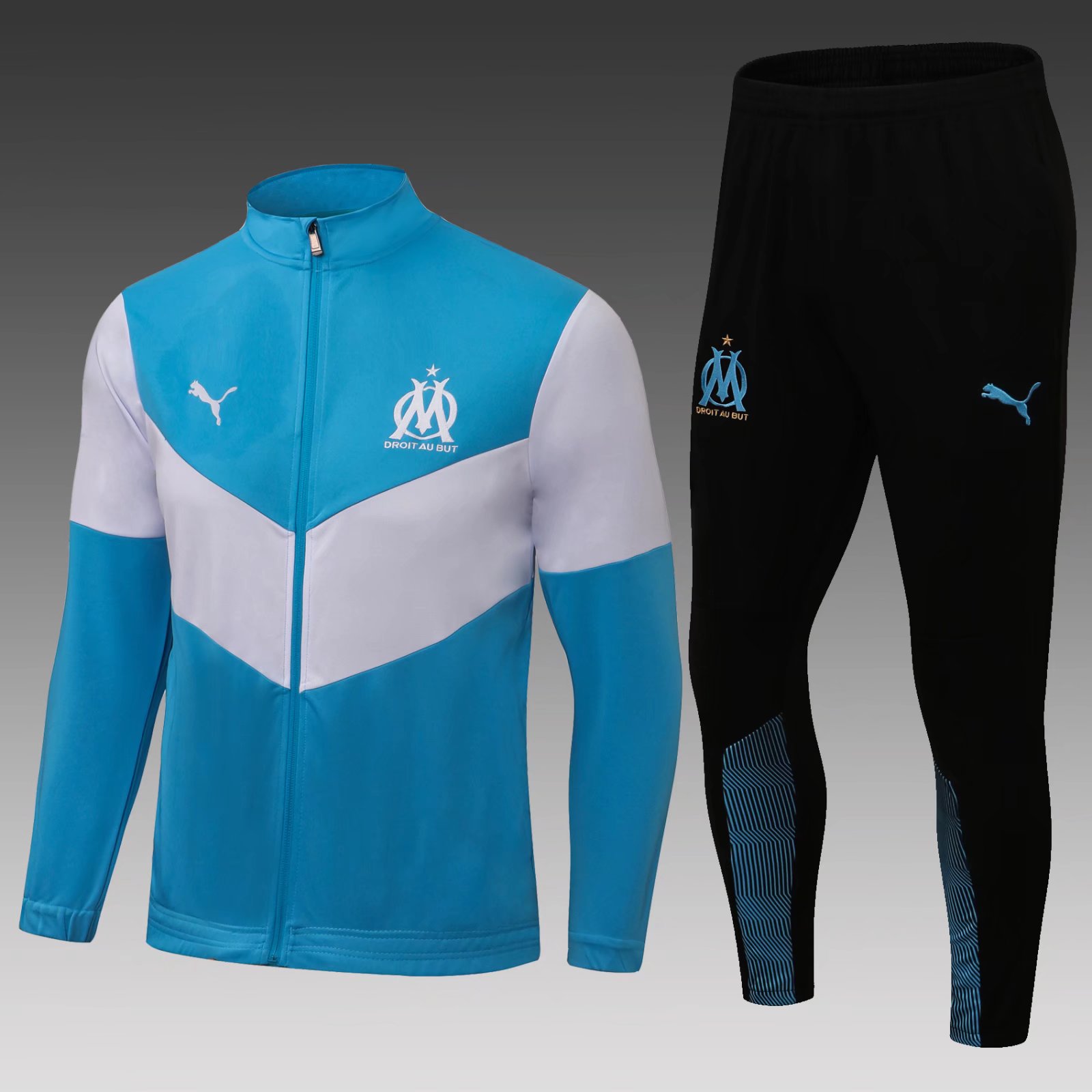 2021-22 Olympique de Marseille White & Blue Jacket Uniform-411