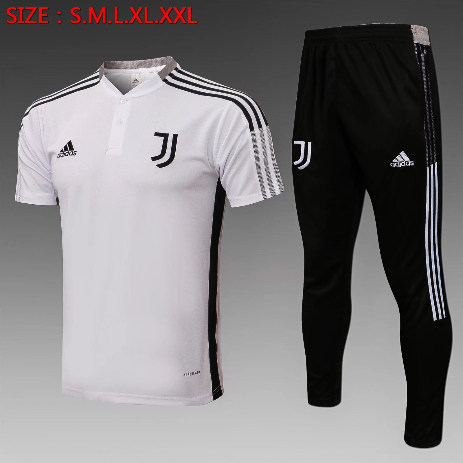 2021/2022 Juventus Black & White V Collar Thailand Soccer Polo Uniform-815