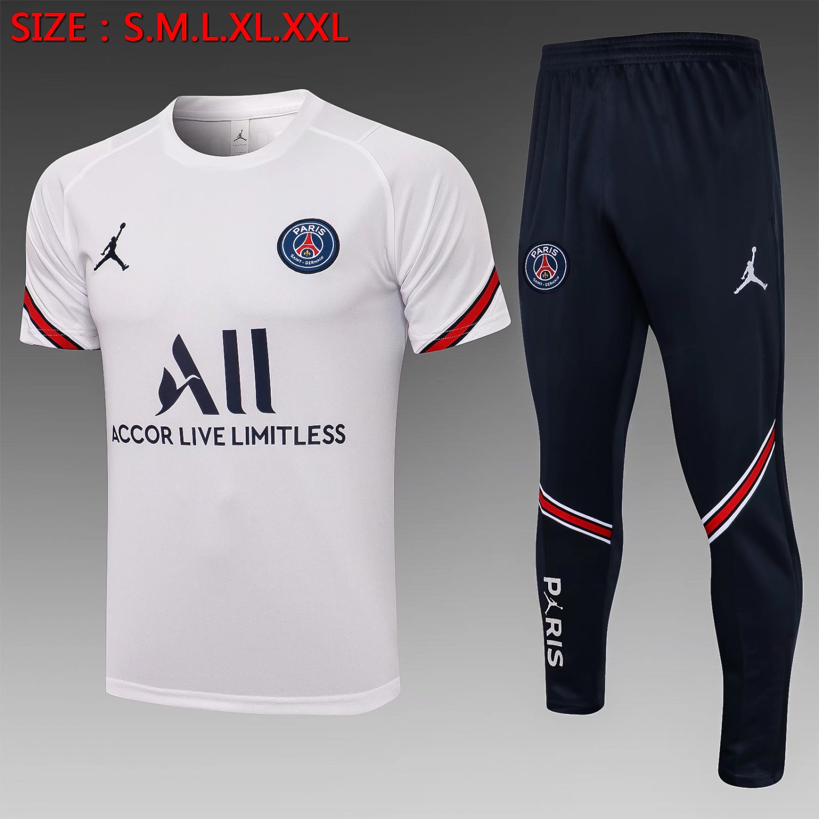 2021-2022 Paris SG White Shorts-Sleeve Thailand Soccer Tracksuit Unifrom-815