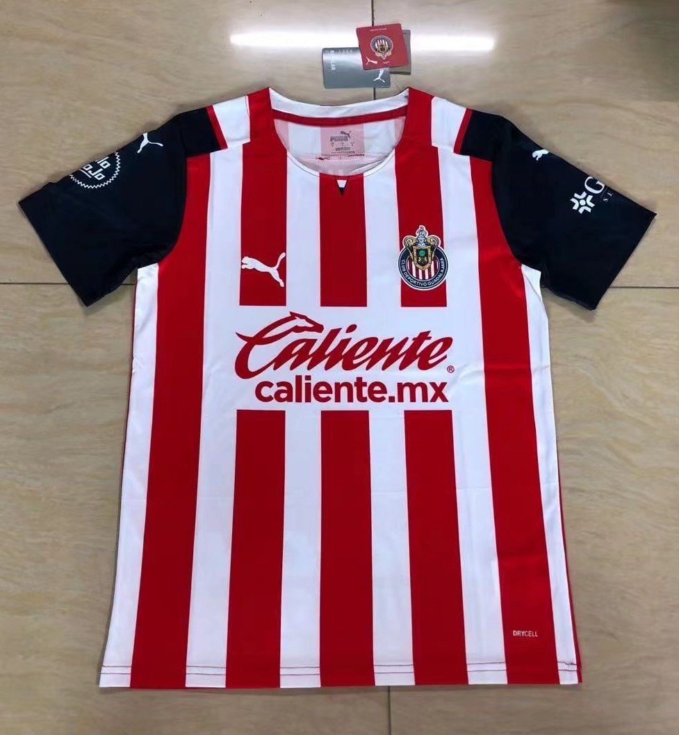 2021/22 Deportivo Guadalajara Home Red & White Thailand Soccer Jersey AAA-07/709