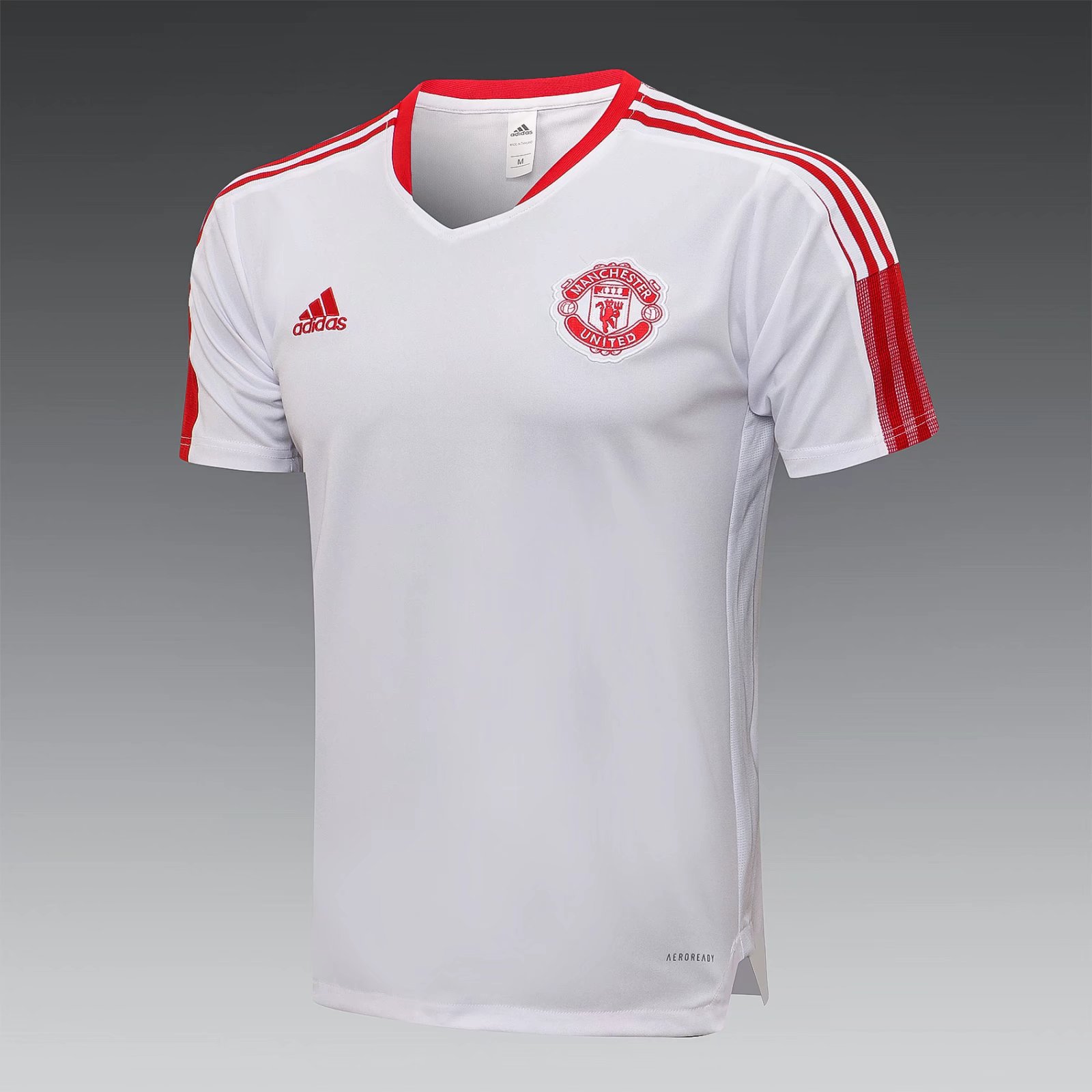 2021-2022 Manchester United White Shorts-Sleeve Thailand Soccer Tracksuit Top-815