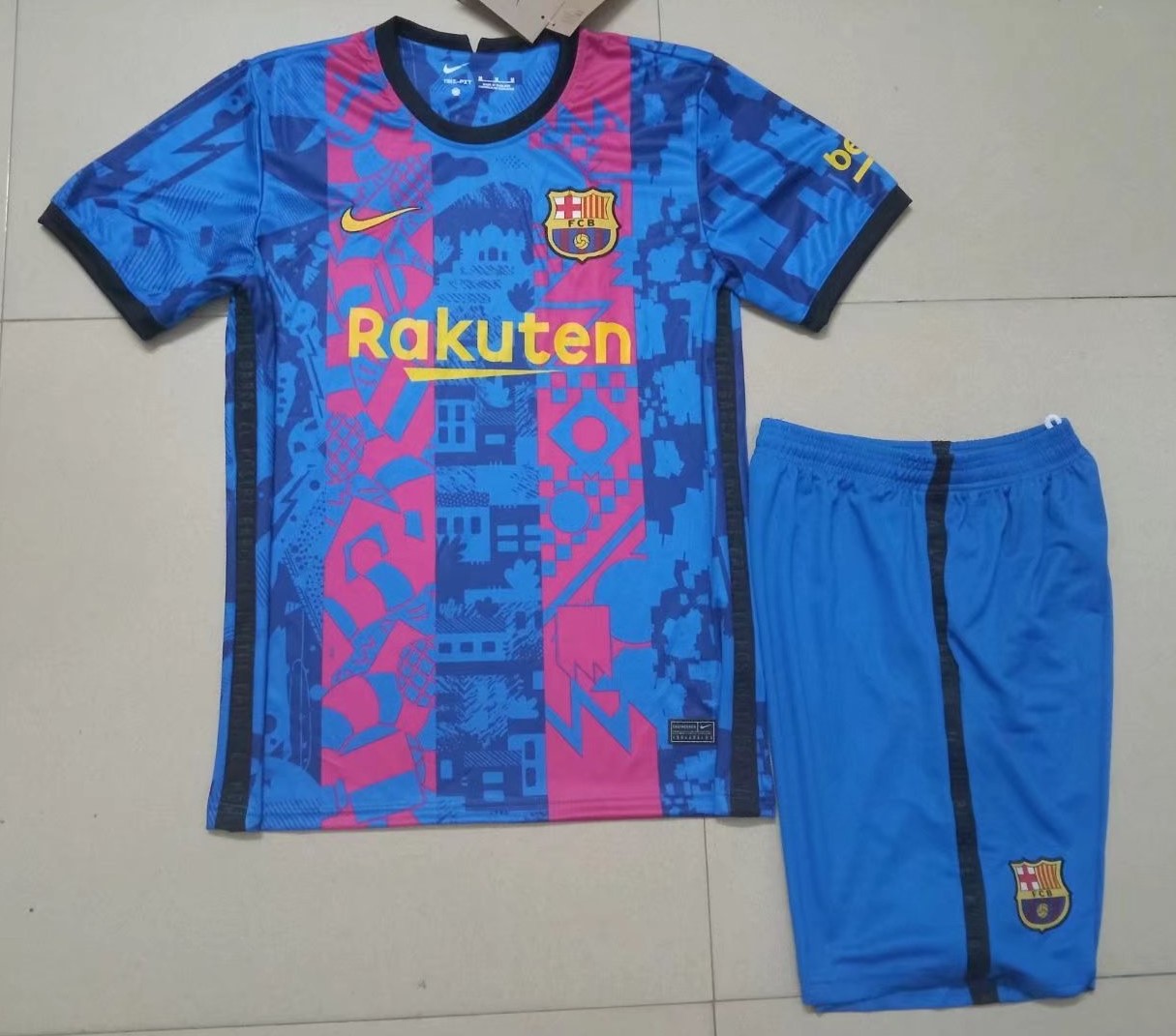 2021/2022 Barcelona 2nd Away Red & Blue Soccer Uniform-315