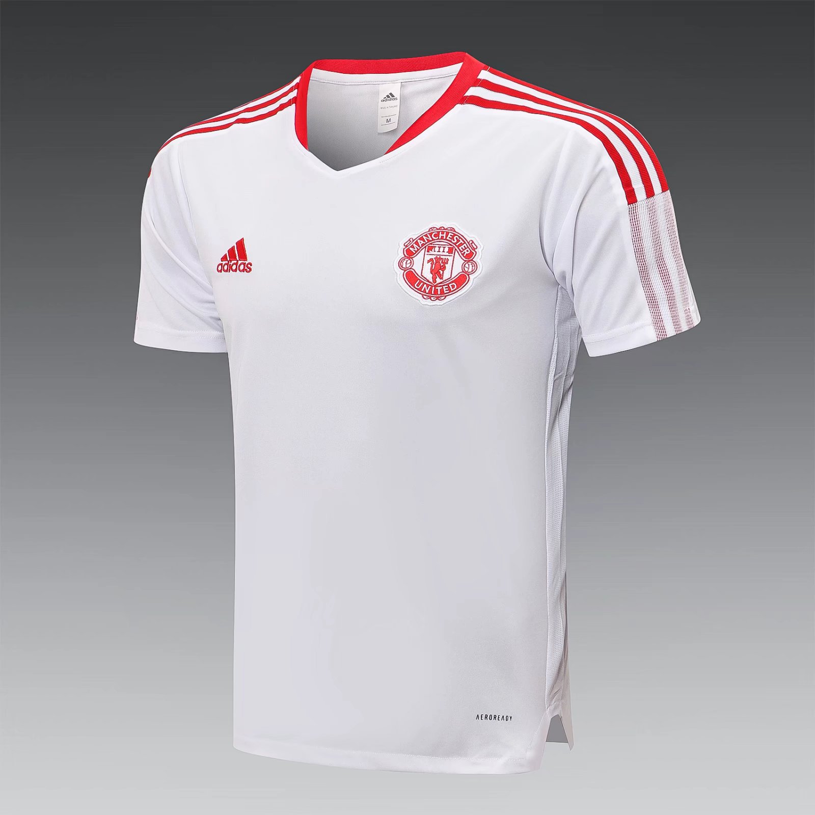 White & Red Sleeve 2021-2022 Manchester United White Shorts-Sleeve Thailand Soccer Tracksuit -815