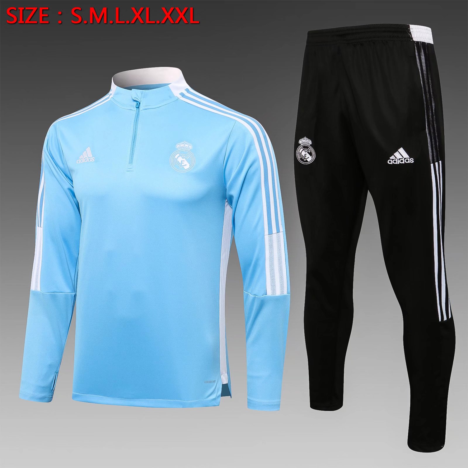 2021/2022 Real Madrid Light Blue Thailand Tracksuit Uniform-815