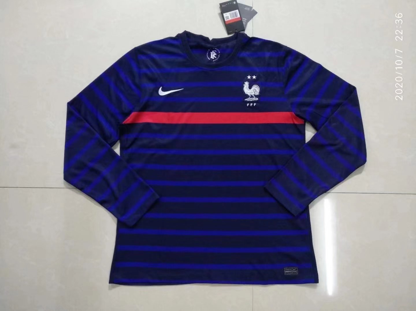 2020-2021 France Home Blue LS Thailand Soccer Jersey AAA-410