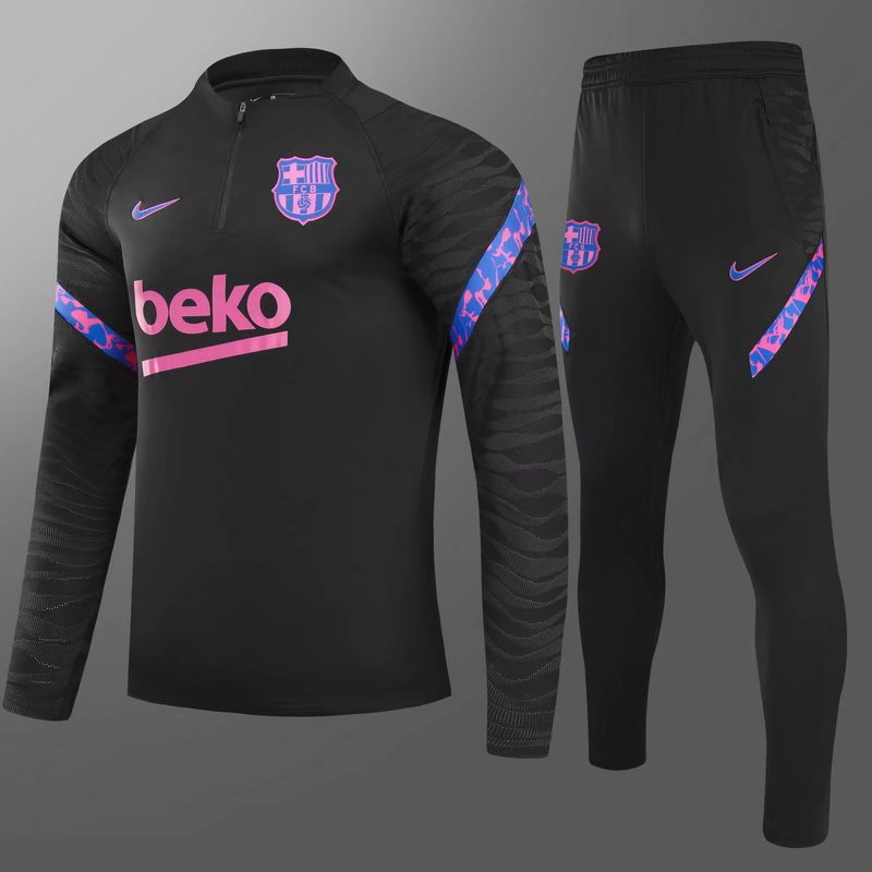 2021-22 Barcelona Black Thailand Tracksuit Uniform-GDP