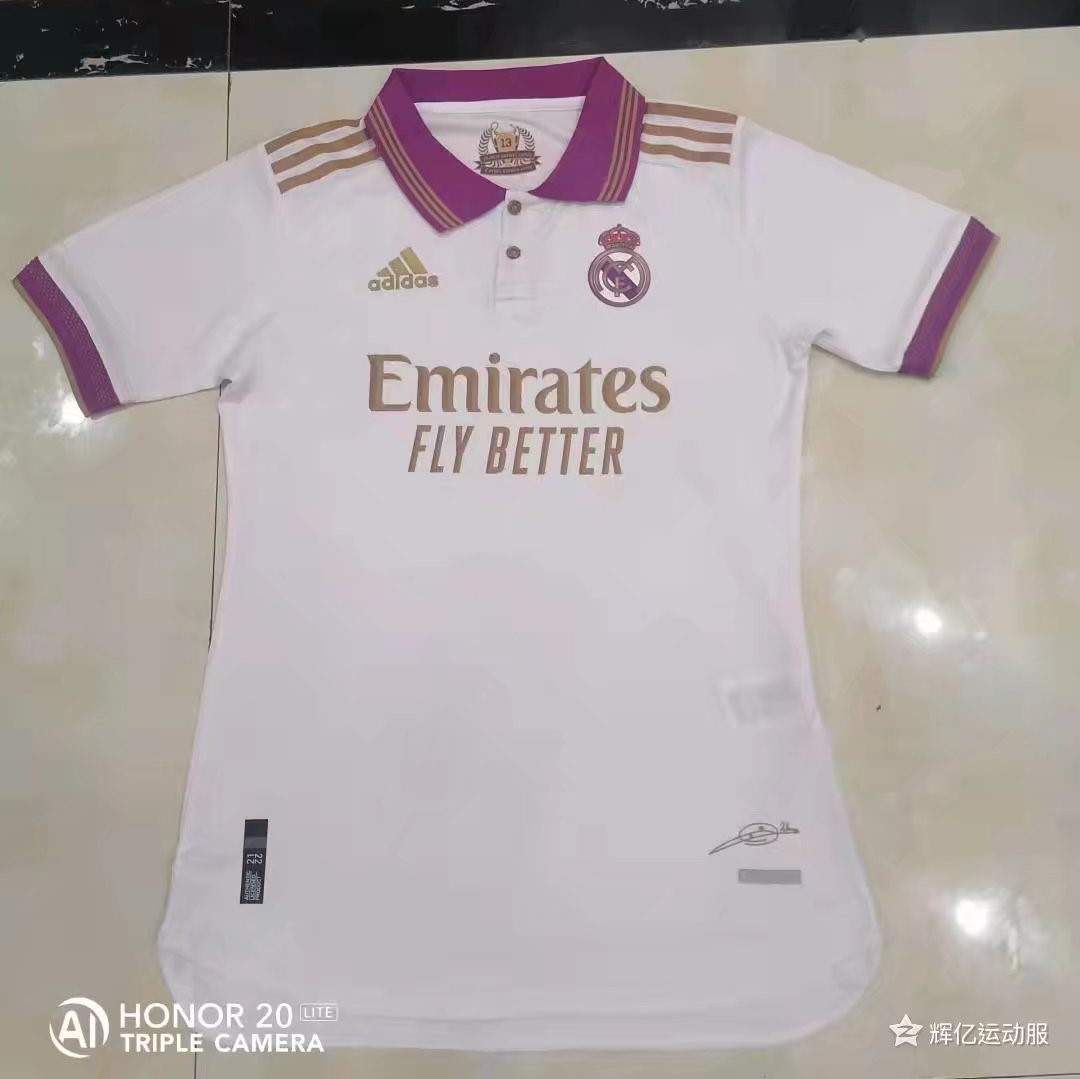 Player Version 13 Retro Champion Commemorative Real Madrid White Thailand Soccer Jersey AAA-07