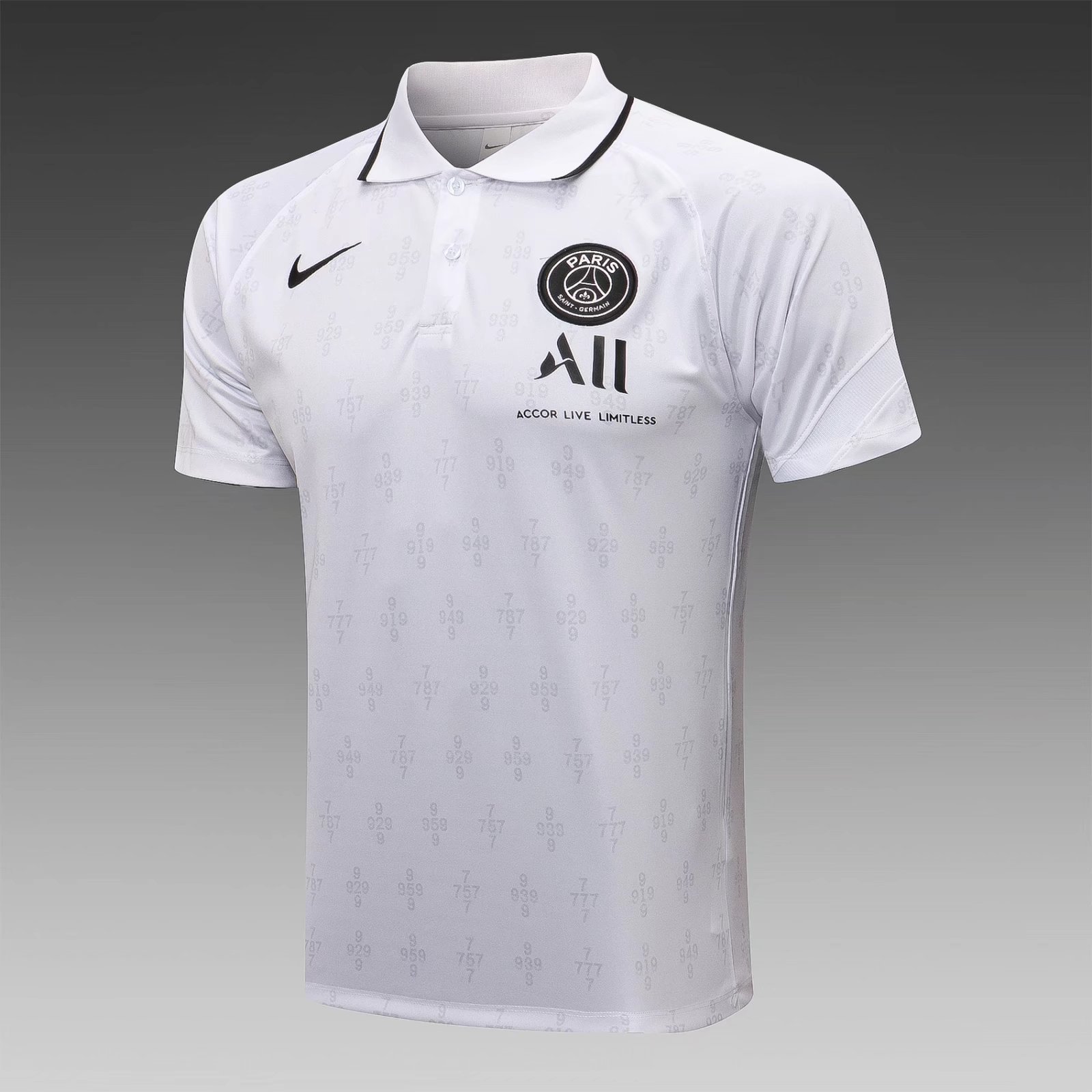 2021-2022 PSG White With Black collar Thailand Polo Shirts-815