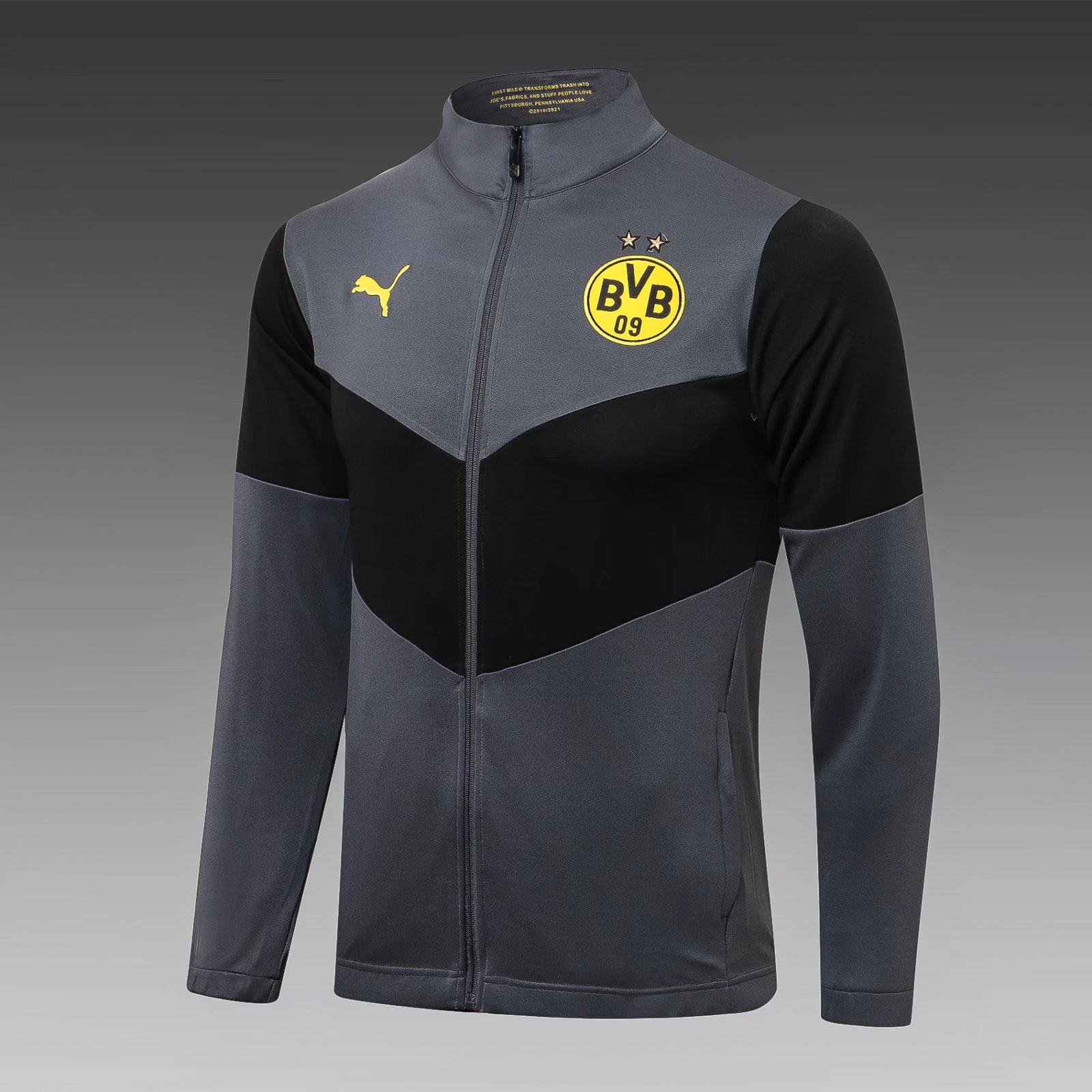 2021-2022 Borussia Dortmund Black & Gray Soccer Jacket-815