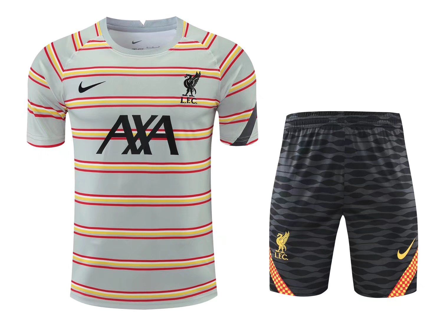 2021-22 Liverpool Gray & Yellow Thailand Soccer Training Jersey Uniform-418