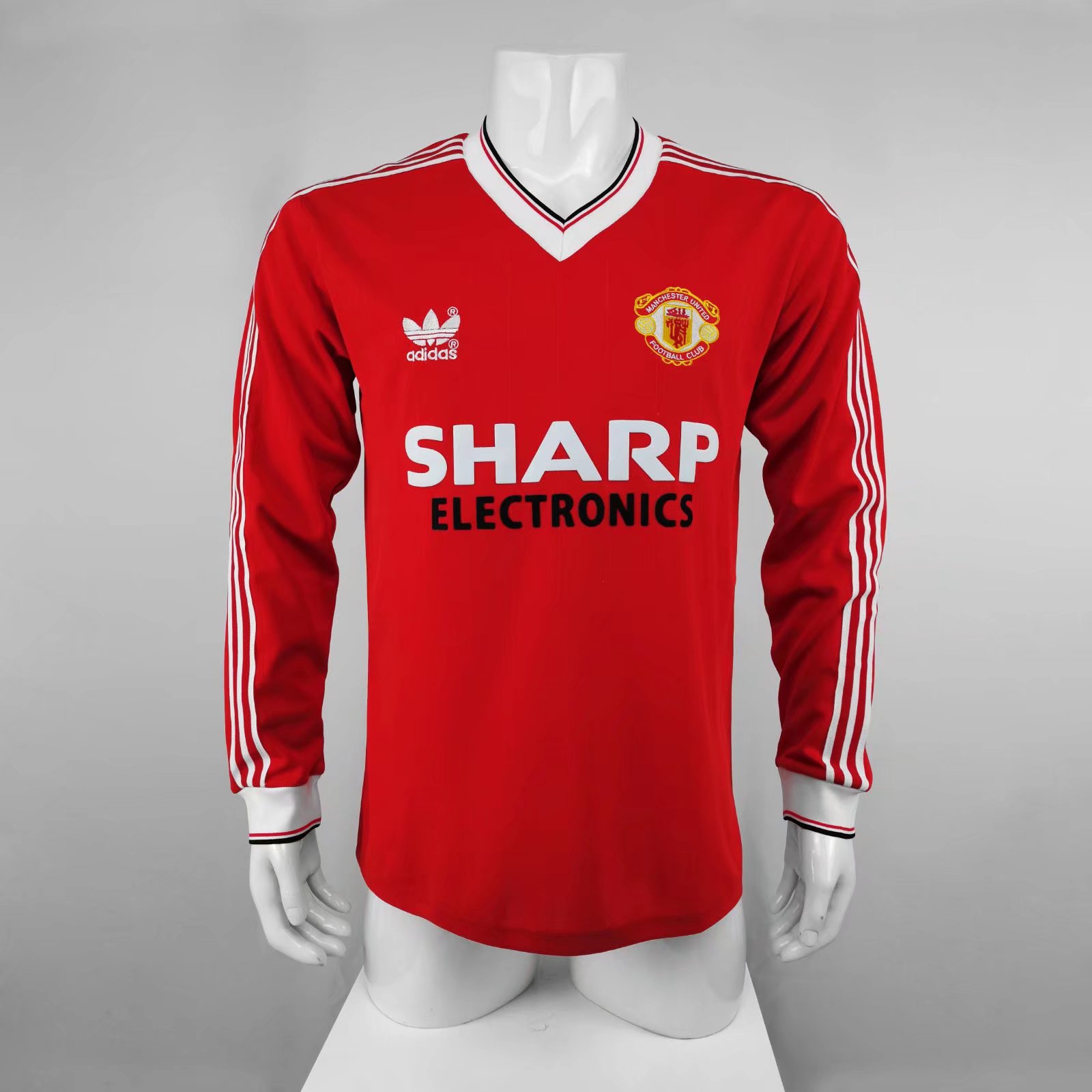 83 Retro Version Manchester United Home Red LS Thailand Soccer Jersey AAA-710