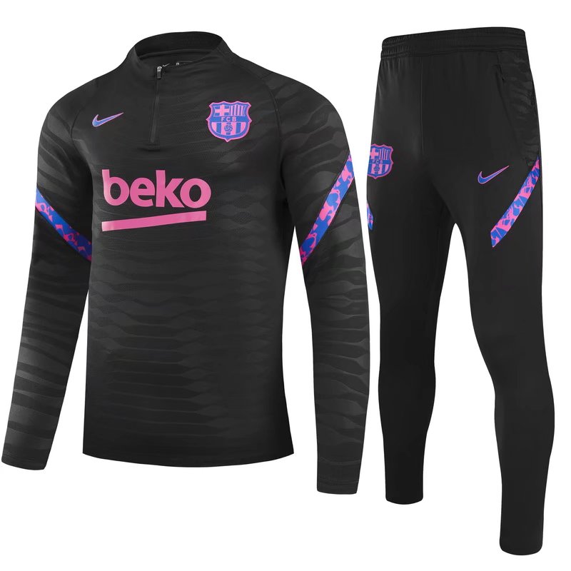 Player Version 2020-2021 Barcelona Black Kids/Youth Soccer Tracksuit Uniform-GDP