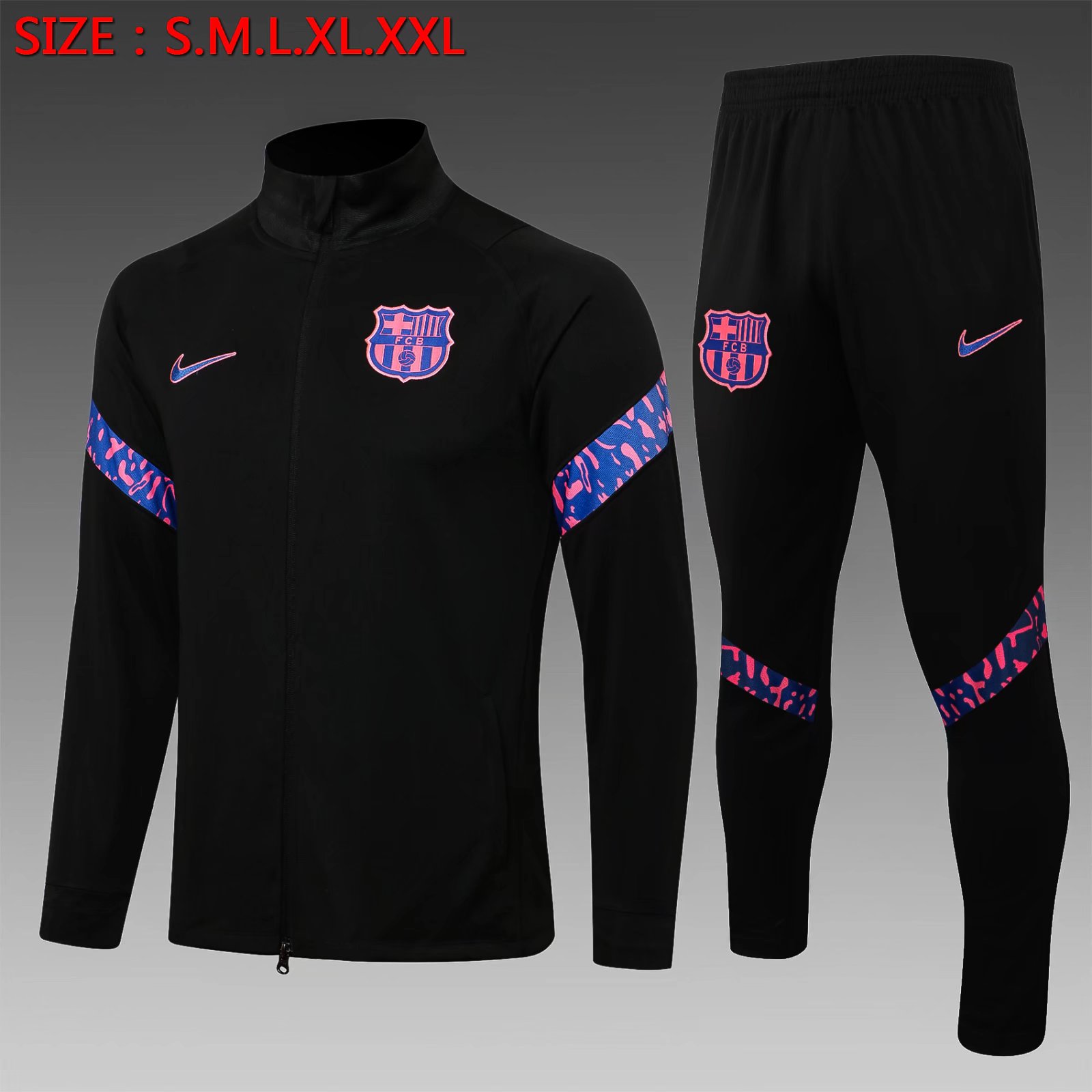 2021-2022 Barcelona Black Thailand Soccer Jacket Uniform-815