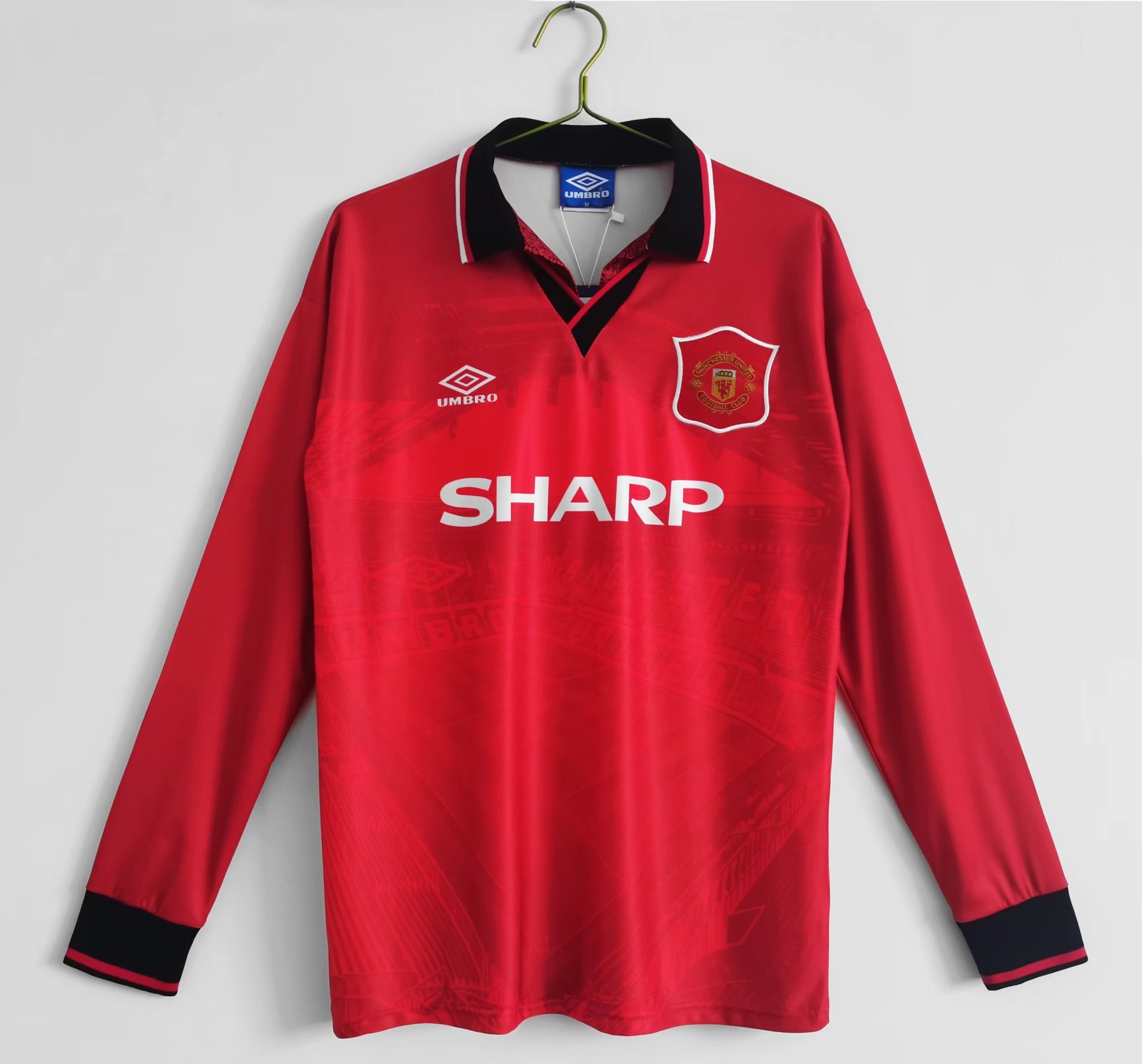 94-96 Retro Version Manchester United Home Red LS Thailand Soccer Jersey AAA-710