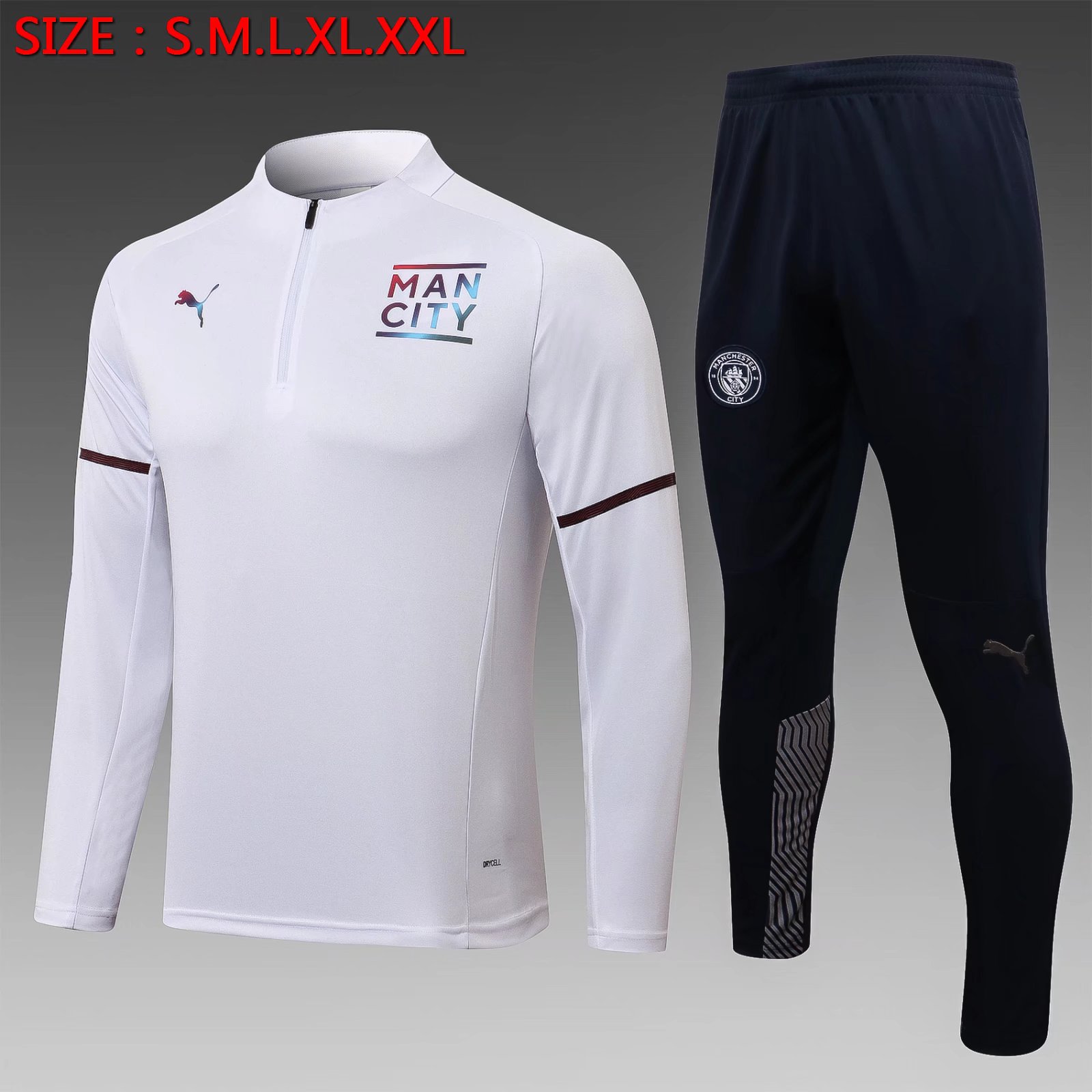 2021-2022 Manchester City White Thailand Tracksuit Uniform-815