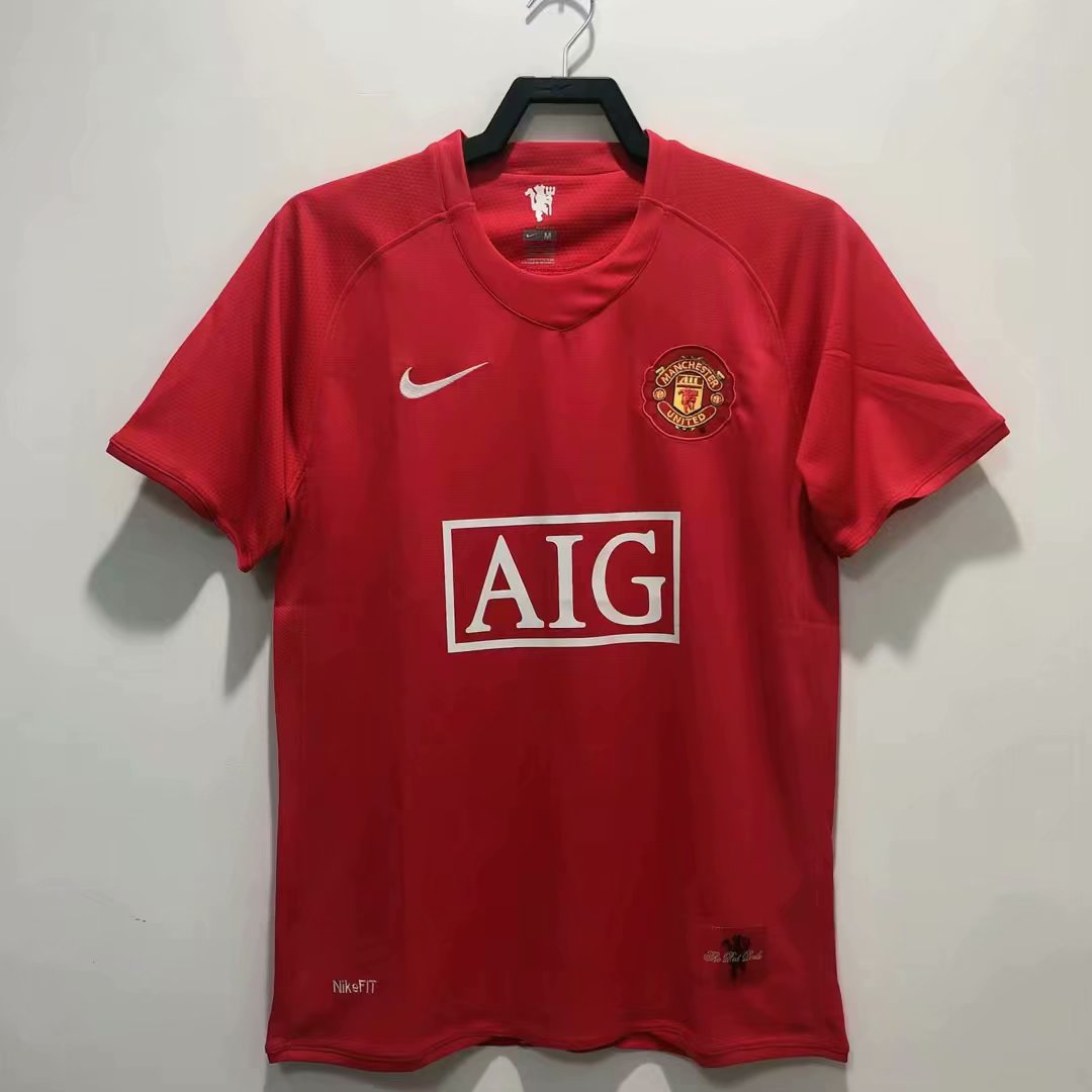 07-08 Retro Manchester United Home Red Thailand Soccer Jersey AAA-811