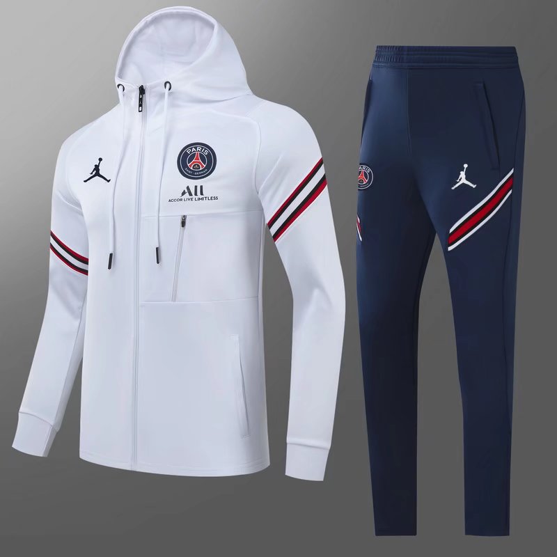 2021-2022 Paris SG White Soccer Jacket Uniform With Hat-GDP