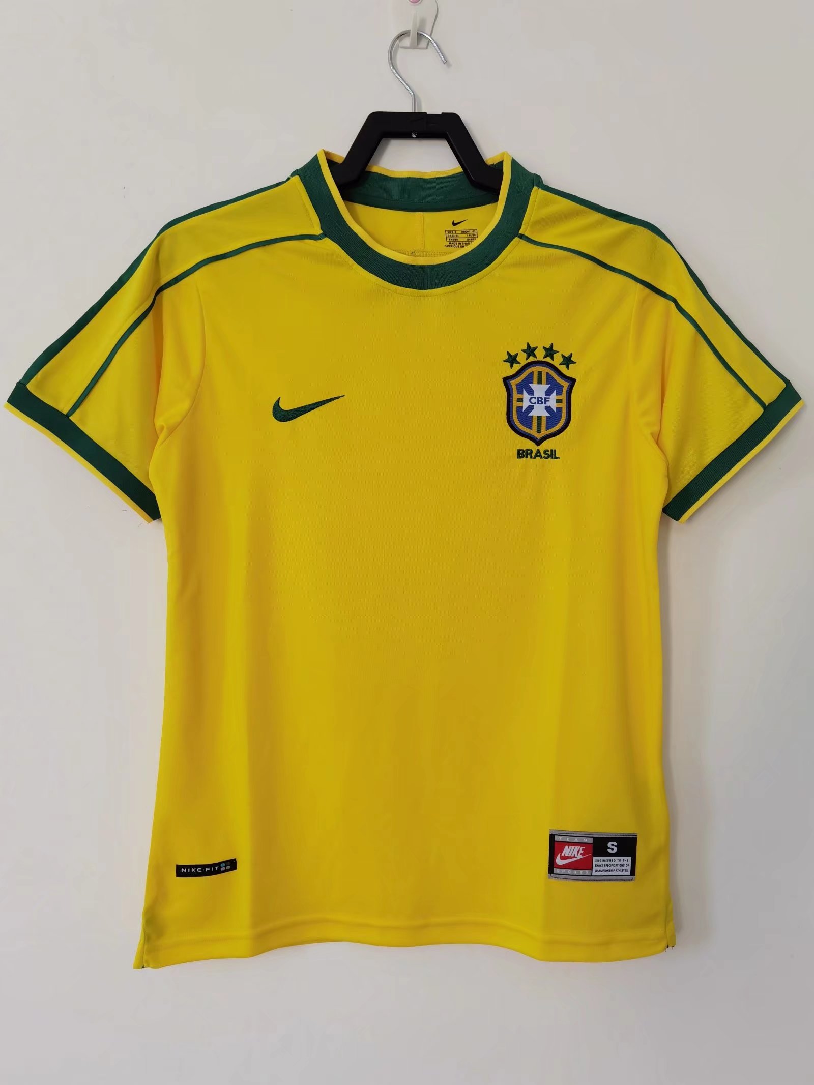 1998 Retro Version Brazil Yellow Thailand Soccer Jersey AAA-811