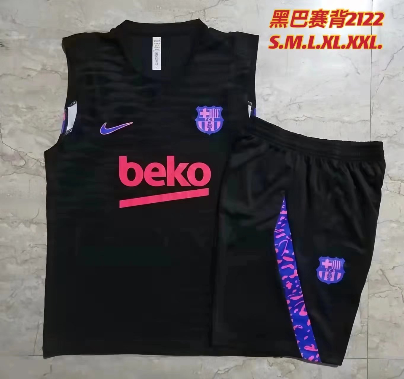 2021/2022 Barcelona Black Thailand Tracksuit Uniform Vest-815