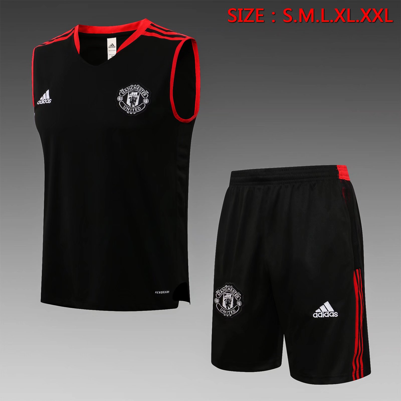 2021-2022 Manchester United Black Shorts-Sleeve Thailand Soccer Jersey Vest-815