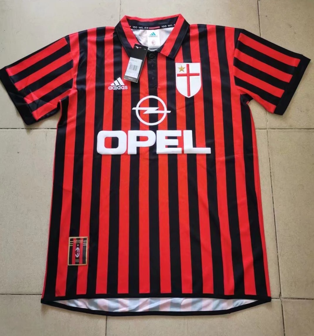 99-00 Retro Version AC Milan Home Red & Black Thailand Soccer Jersey AAA-2041/313