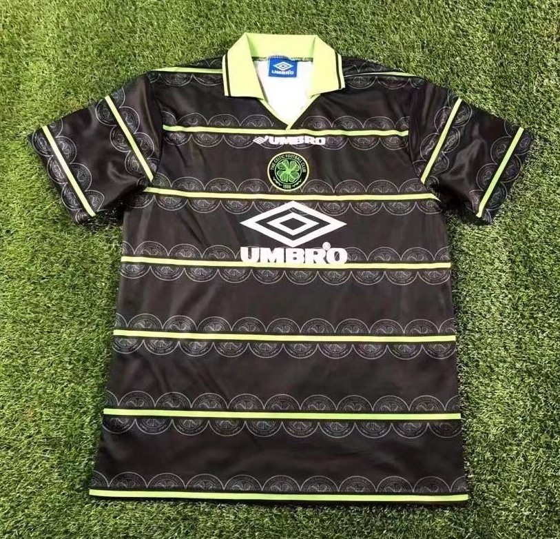 98-99 Retro Verison Celtic Away Black Thailand Soccer Jersey AAA-503