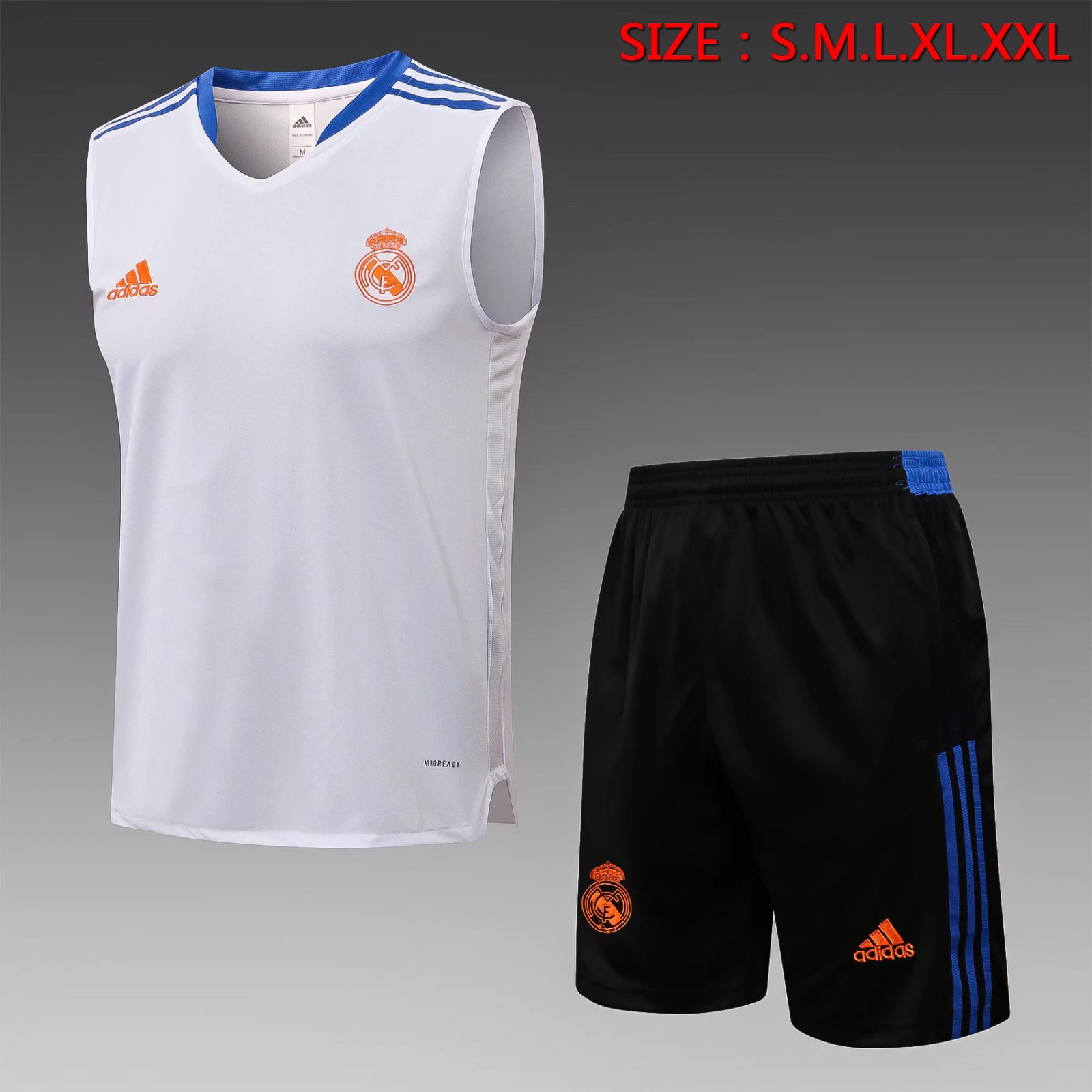 2021/2022 Real Madrid White Shorts-Sleeve Thailand Tracksuit Uniform Vest-815