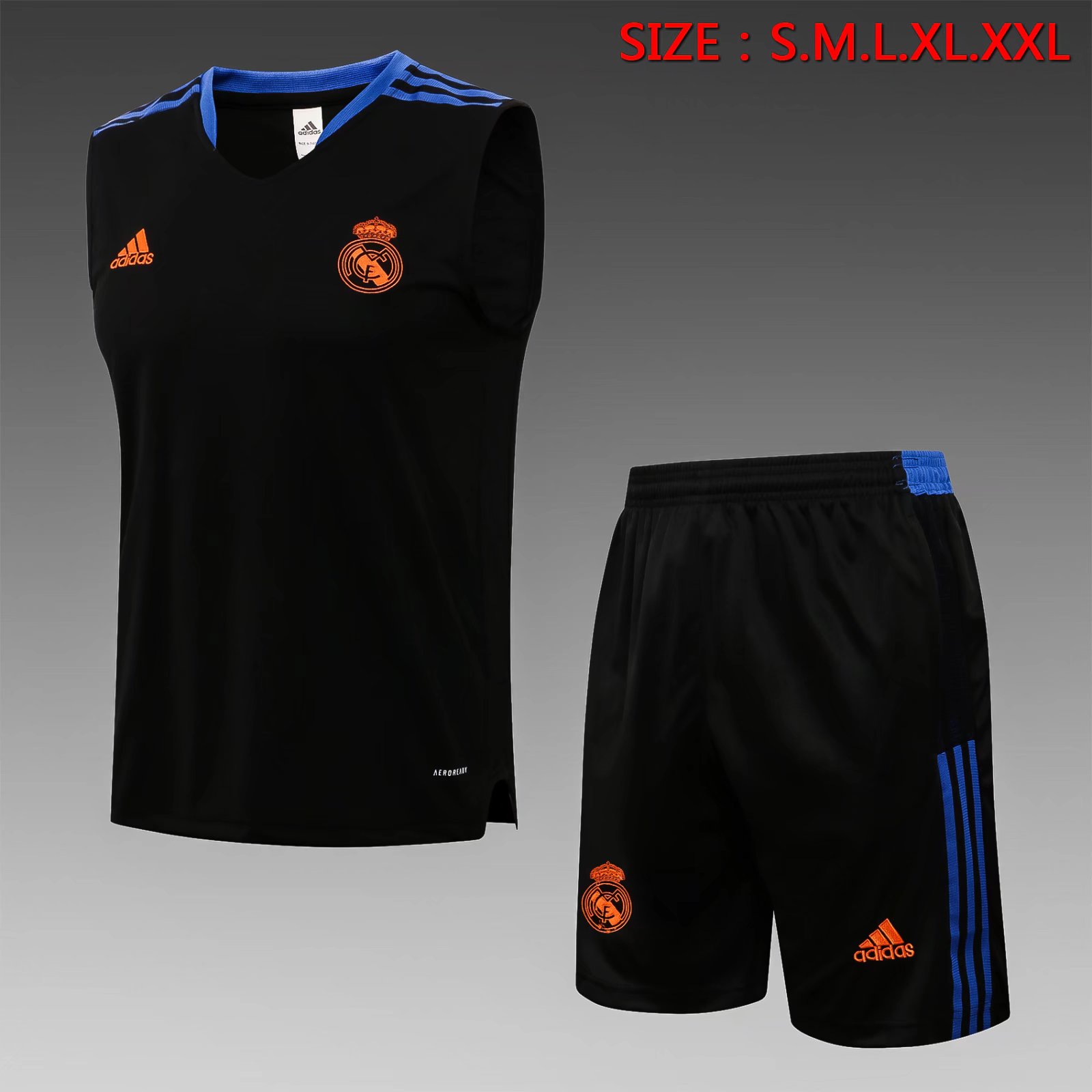 2021/2022 Real Madrid Black Thailand Tracksuit Uniform Vest-815