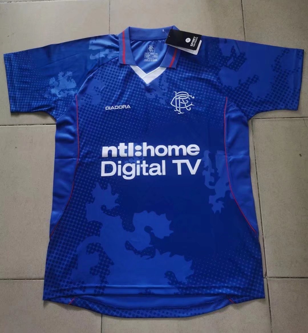 02-03 Retro Version Rangers Home Blue Thailand Soccer Jersey AAA-2041