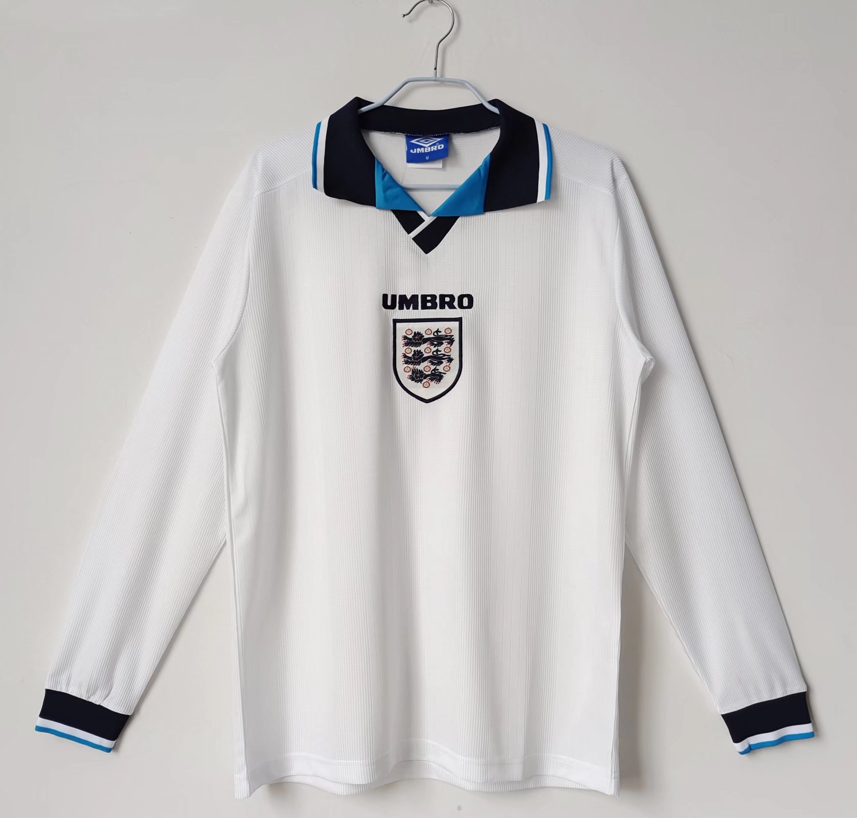 1996 Retro Verison England Home White LS Thailand Soccer Jersey AAA-710/2011