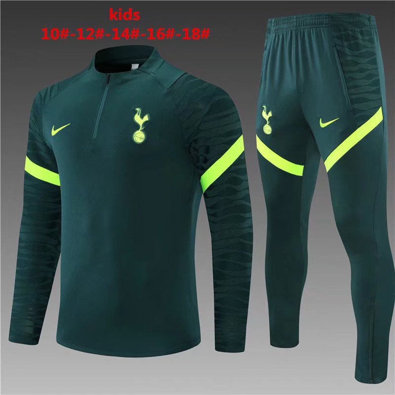 2021-22 Tottenham Hotspur Green Kids/Youth Soccer Tracksuit Uniform-801