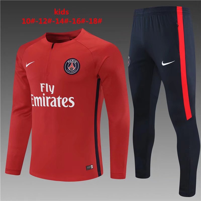 Player Version 16-17 Paris SG Red Thailand Youth/Kids Soccer Tracksuit Uniform-801