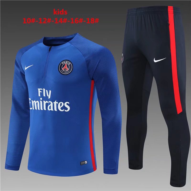 Player Version 16-17 Paris SG CaiBlue Thailand Youth/Kids Soccer Tracksuit Uniform-801