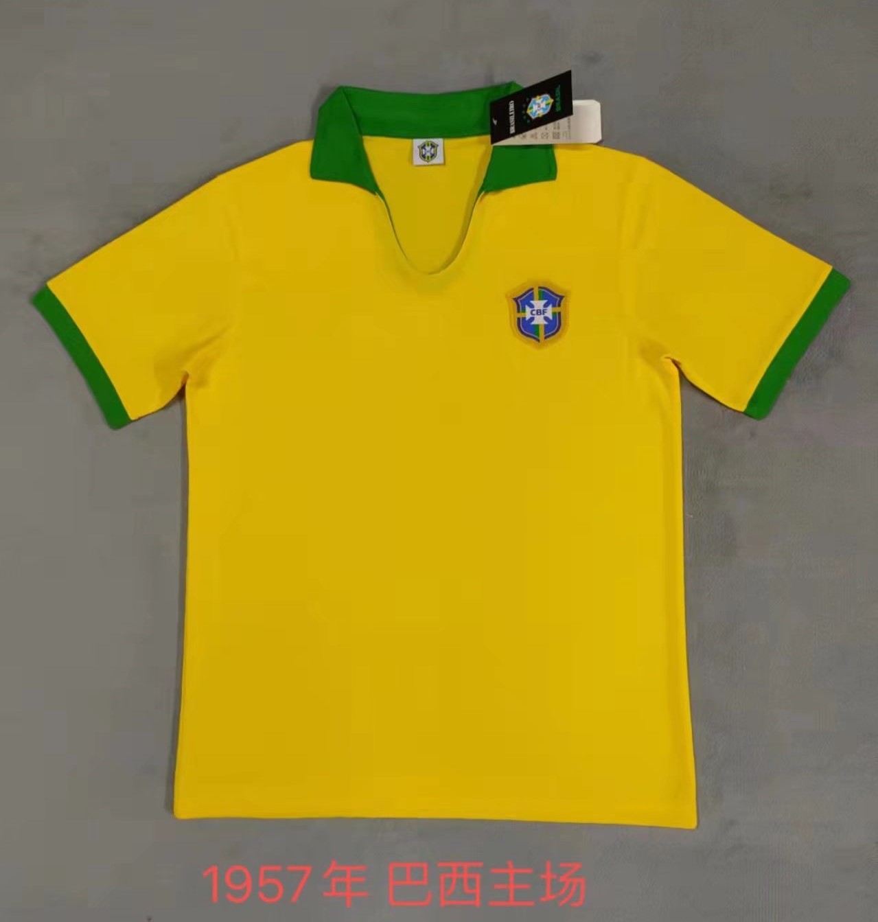 1957 Retro Version Brazil Yellow Thailand Soccer Jersey AAA-510/905