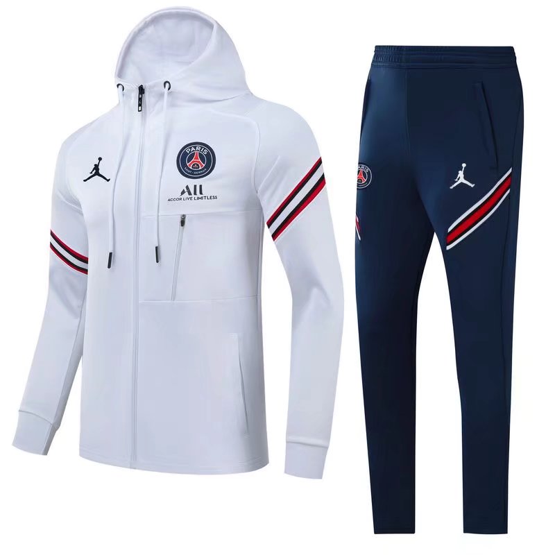 2021/22 Paris SG White Kids/Youth Soccer Jacket Uniform With Hat-GDP